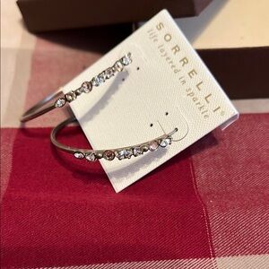 Sorrelli Silver hoop earrings with light pink and clear stones